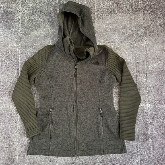 Women's The North Face Moss Green Canyonlands Hoodie Zip Up Fleece Jacket Sz M - Picture 1 of 5